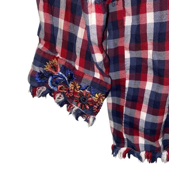 ZARA Boho Chill It’s Only Chaos Plaid Button Down Top - Picture 5 of 7